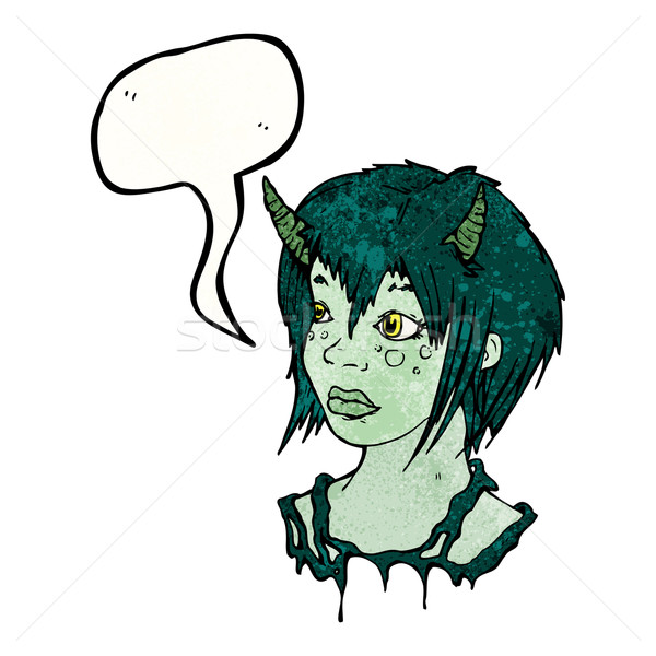 Desenho animado menina diabo mulher falante Foto stock © lineartestpilot