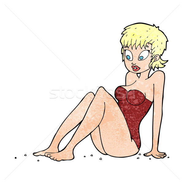Cartoon kobieta strój kąpielowy projektu sztuki garnitur Zdjęcia stock © lineartestpilot