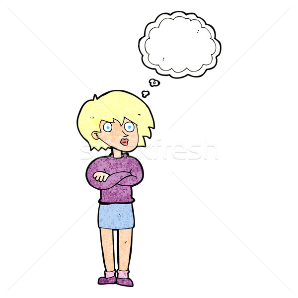 cartoon woman wit crossed arms with thought bubble Stock photo © lineartestpilot