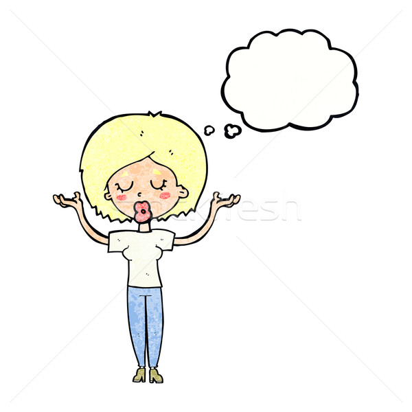 cartoon peaceful woman with thought bubble Stock photo © lineartestpilot