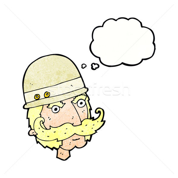 [[stock_photo]]: Cartoon · grand · jeu · chasseur · bulle · de · pensée · main