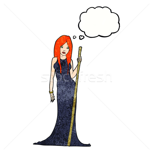 cartoon sorceress  with thought bubble Stock photo © lineartestpilot