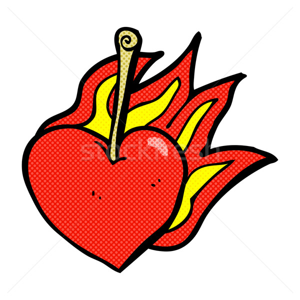 comic cartoon flaming heart cherry Stock photo © lineartestpilot