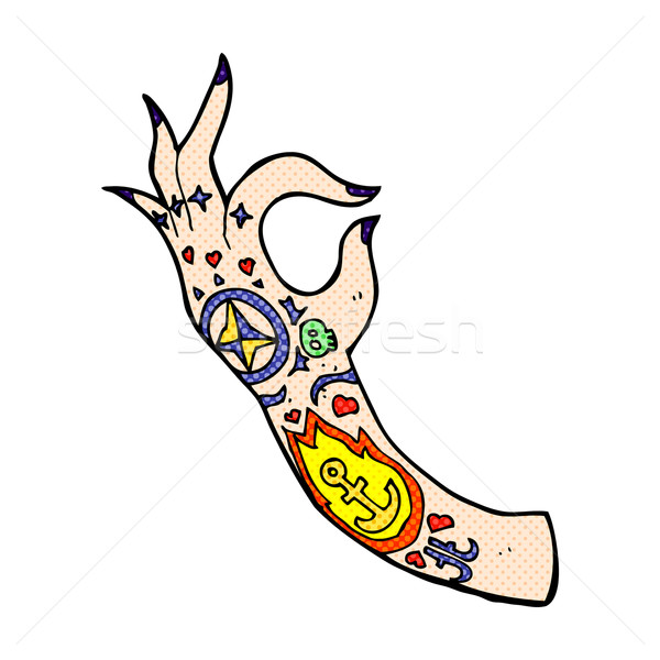 Comic Karikatur Tattoo Arm Retro Comic Stock foto © lineartestpilot