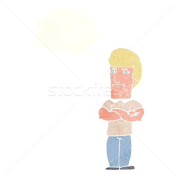 cartoon annoyed man with folded arms with thought bubble Stock photo © lineartestpilot