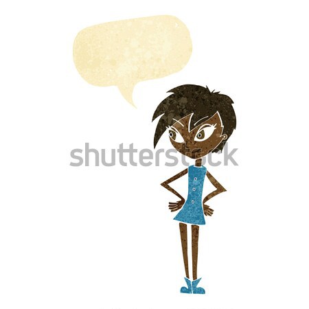 cartoon girl with hands on hips with thought bubble Stock photo © lineartestpilot