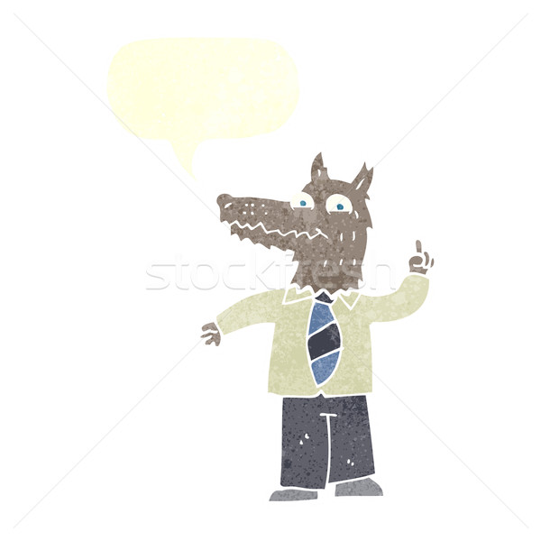 cartoon business wolf with idea with speech bubble Stock photo © lineartestpilot
