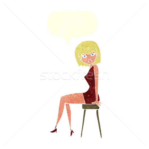 漫画 女性 座って スツール 吹き出し 手 ストックフォト © lineartestpilot