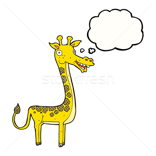 Karikatür zürafa düşünce balonu el dizayn sanat Stok fotoğraf © lineartestpilot