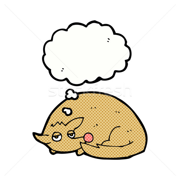 cartoon curled up dog with thought bubble Stock photo © lineartestpilot