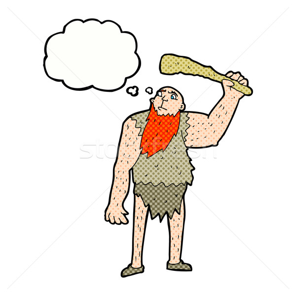 cartoon neanderthal with thought bubble Stock photo © lineartestpilot