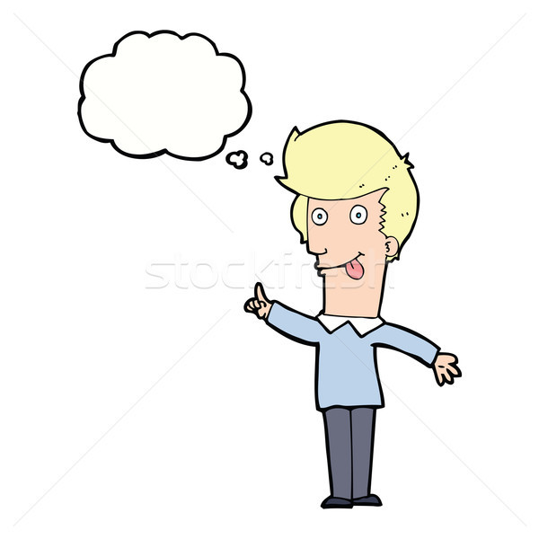 Karikatur funny Mann Idee Gedankenblase Hand Stock foto © lineartestpilot