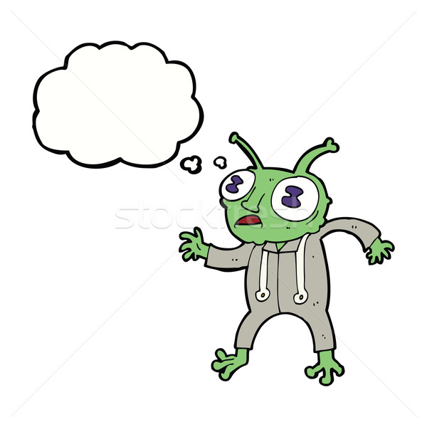 cartoon alien spaceman with thought bubble Stock photo © lineartestpilot