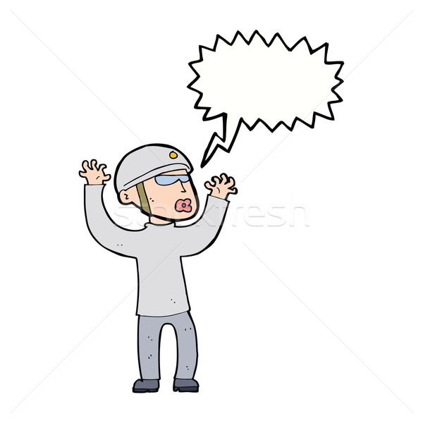 cartoon security man panicking with speech bubble Stock photo © lineartestpilot