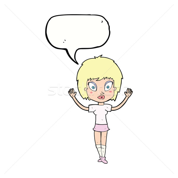Karikatur ziemlich Mädchen Sprechblase Frau Hand Stock foto © lineartestpilot