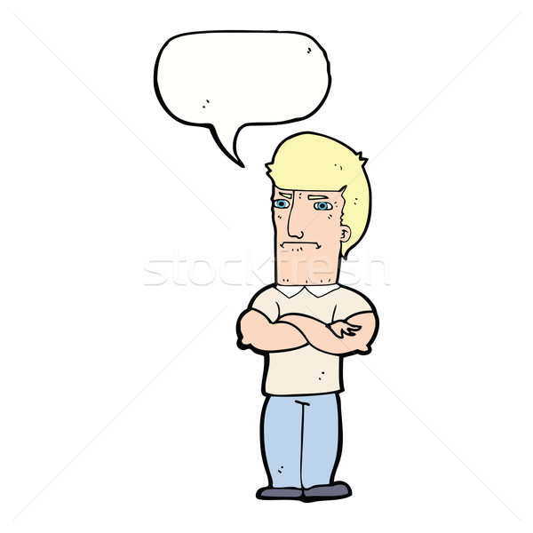 Cartoon человека сложенный оружия речи пузырь Сток-фото © lineartestpilot