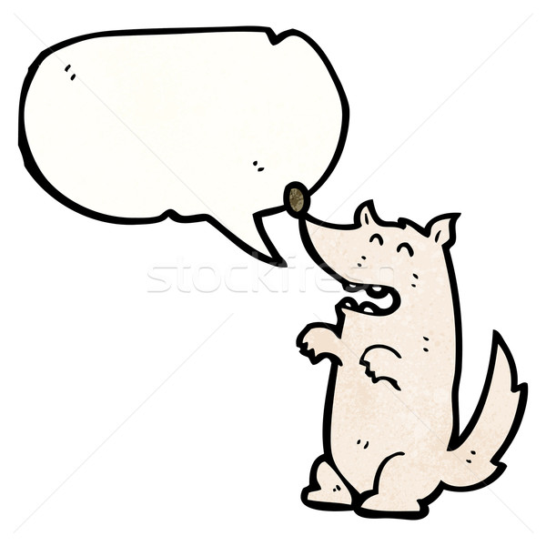 Cartoon loup bulle parler rétro dessin [[stock_photo]] © lineartestpilot