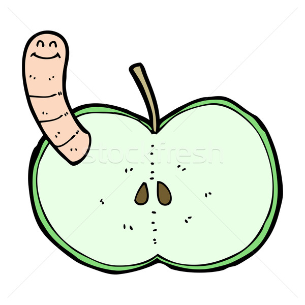 Cartoon pomme ver design fruits art Photo stock © lineartestpilot