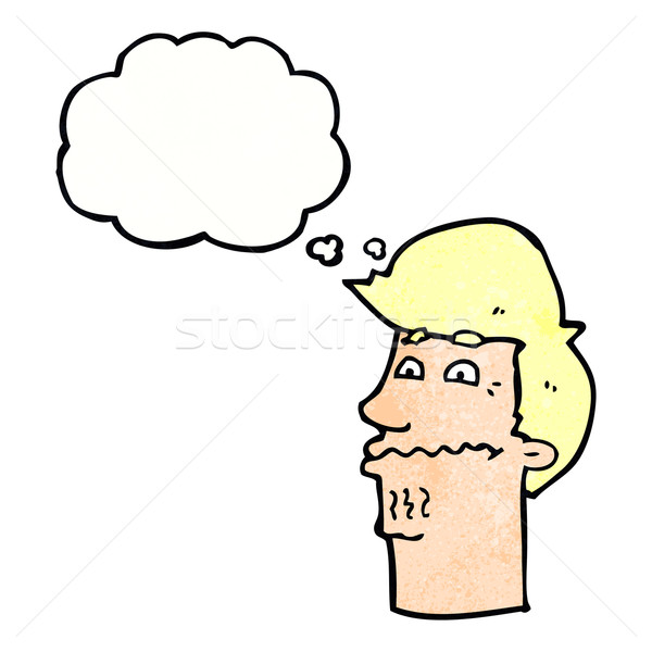 Cartoon nervioso hombre burbuja de pensamiento mano diseno Foto stock © lineartestpilot