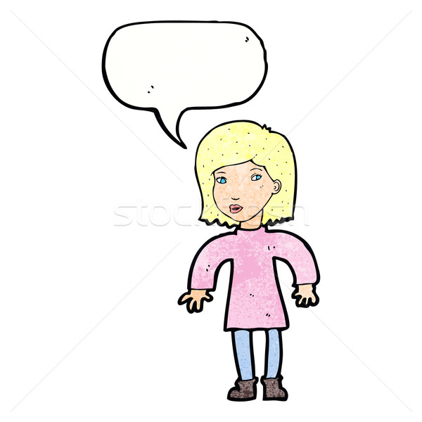 Desen animat precaut femeie bule de vorbire mână proiect Imagine de stoc © lineartestpilot