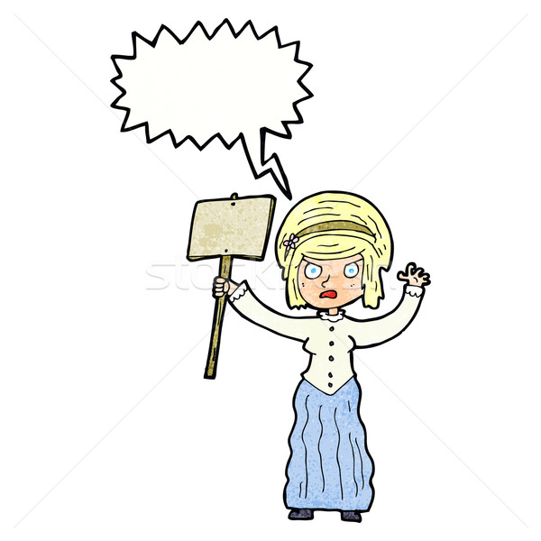 cartoon vicorian woman protesting with speech bubble Stock photo © lineartestpilot