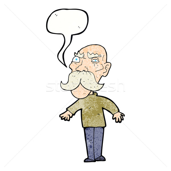 Rajz mérges idős férfi szövegbuborék kéz férfi Stock fotó © lineartestpilot
