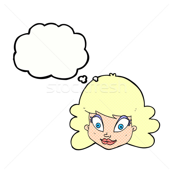 Cartoon feliz femenino cara burbuja de pensamiento nina Foto stock © lineartestpilot