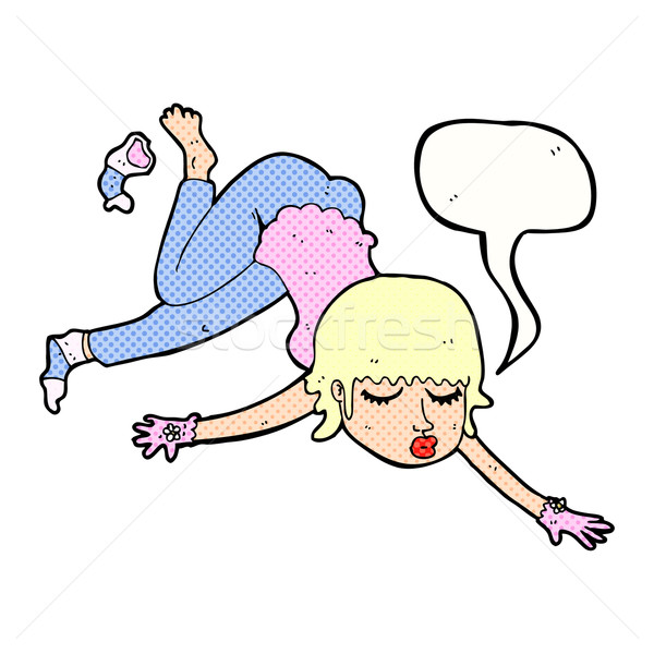 cartoon woman floating with speech bubble Stock photo © lineartestpilot