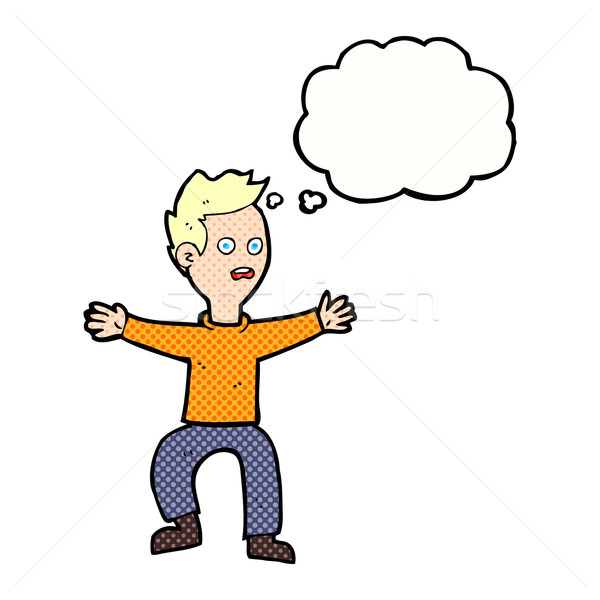 cartoon man panicking with speech bubble Stock photo © lineartestpilot