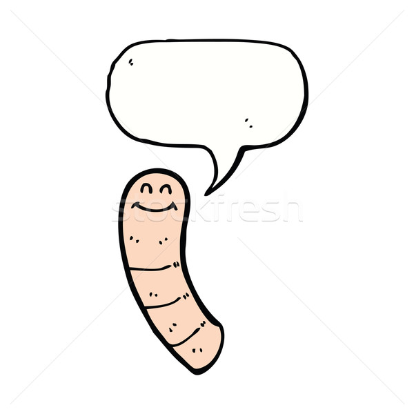 Karikatur Wurm Sprechblase Hand glücklich Design Stock foto © lineartestpilot