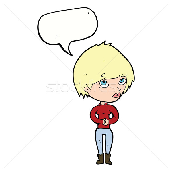cartoon woman considering with speech bubble Stock photo © lineartestpilot