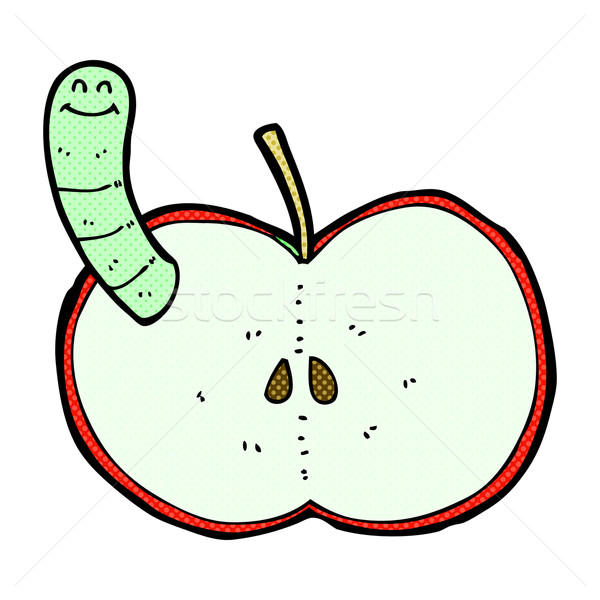 Dessinées cartoon pomme ver rétro Photo stock © lineartestpilot