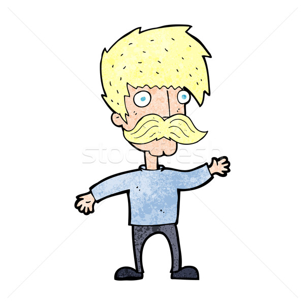 Desenho animado homem bigode mão projeto Foto stock © lineartestpilot