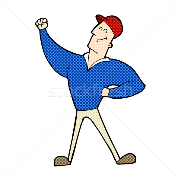 Cômico desenho animado homem heróico pose retro Foto stock © lineartestpilot