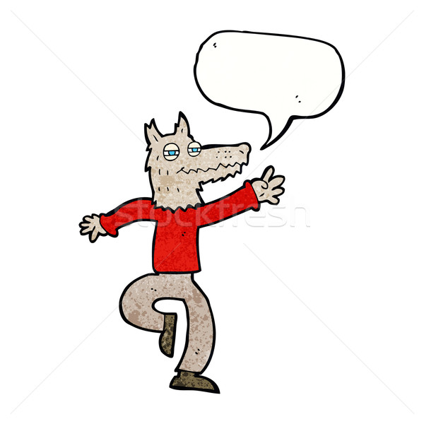 cartoon happy wolf man with speech bubble Stock photo © lineartestpilot