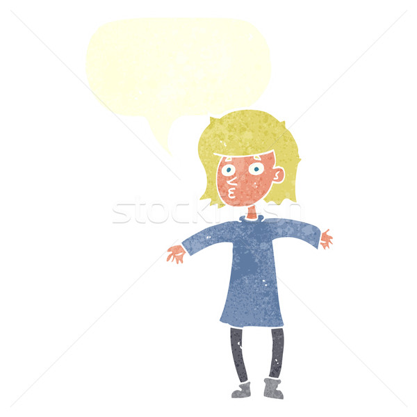 Cartoon nervioso mujer bocadillo mano diseno Foto stock © lineartestpilot