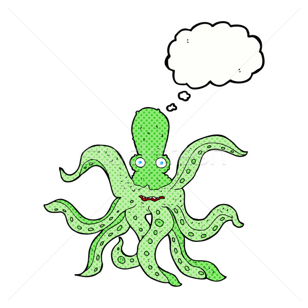 Cartoon гигант осьминога мысли пузырь стороны морем Сток-фото © lineartestpilot