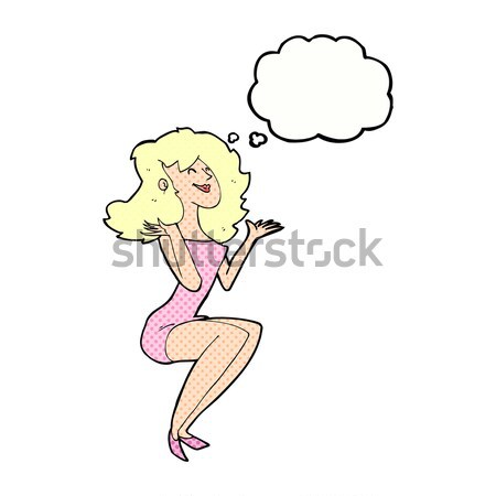 Cartoon mujer lencería burbuja de pensamiento mano diseno Foto stock © lineartestpilot