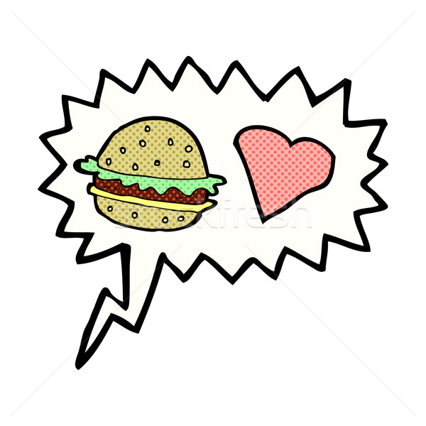 cartoon hamburger with speech bubble Stock photo © lineartestpilot