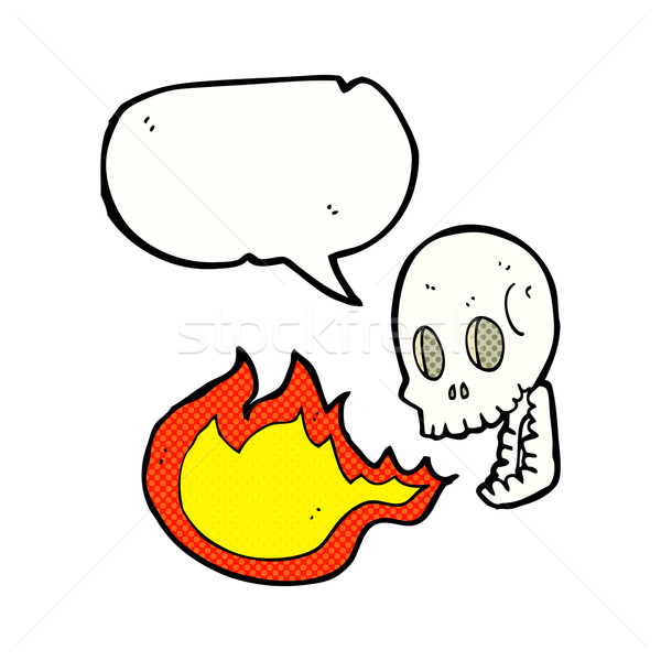 cartoon fire breathing skull with speech bubble Stock photo © lineartestpilot
