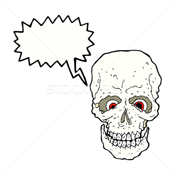 cartoon spooky skull with speech bubble Stock photo © lineartestpilot