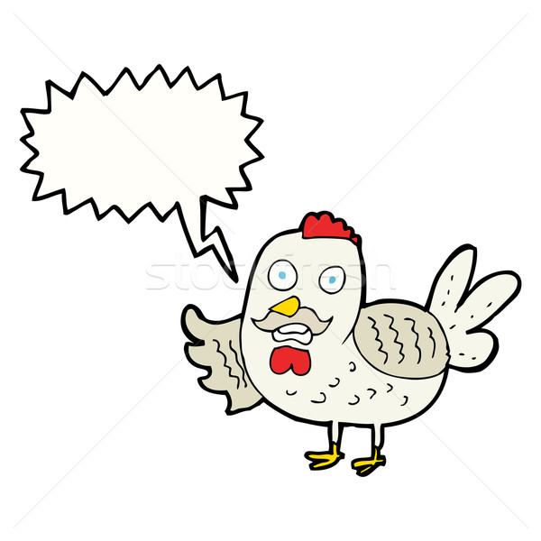 cartoon old rooster with speech bubble Stock photo © lineartestpilot