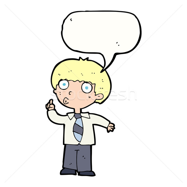 cartoon school boy with question with speech bubble Stock photo © lineartestpilot