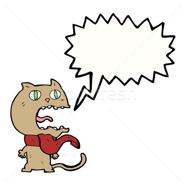 Cartoon asustado gato bocadillo mano diseno Foto stock © lineartestpilot