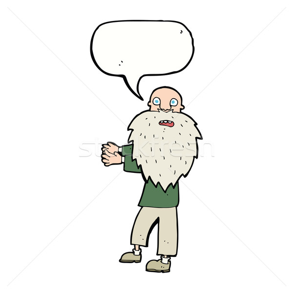 Cartoon barbu vieillard bulle main homme [[stock_photo]] © lineartestpilot