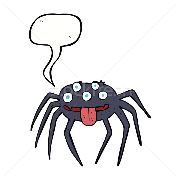 Stock photo: cartoon gross halloween spider with speech bubble
