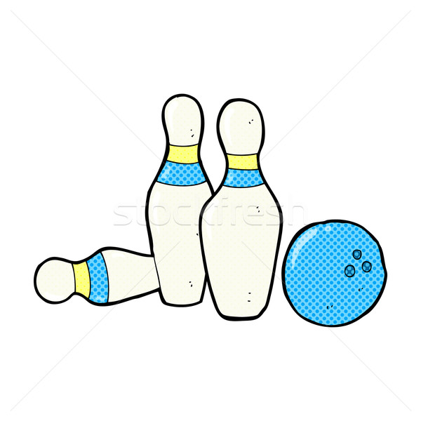 Dessinées cartoon boule de bowling rétro style [[stock_photo]] © lineartestpilot