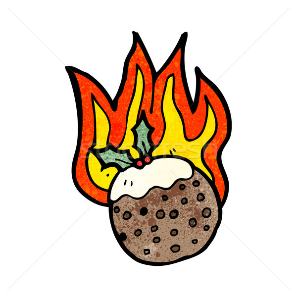 flaming christmas pudding cartoon Stock photo © lineartestpilot