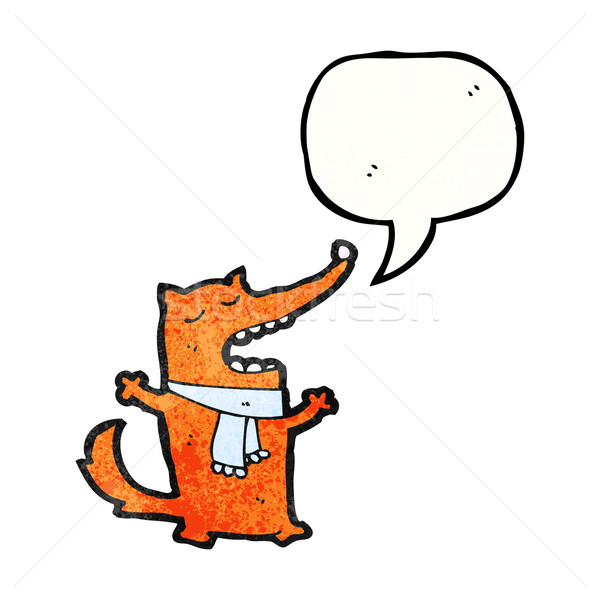 Cartoon piccolo Fox parlando arte retro Foto d'archivio © lineartestpilot