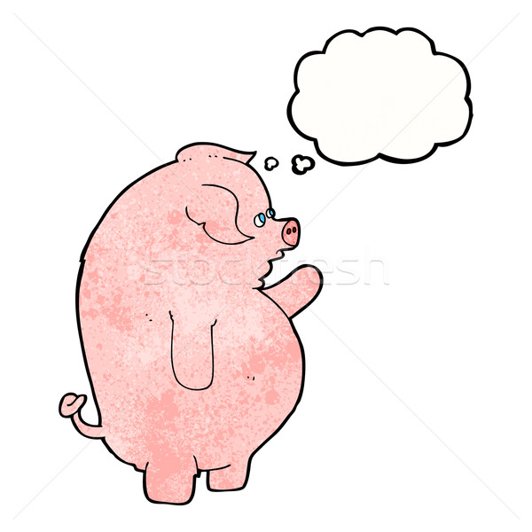 cartoon fat pig with thought bubble Stock photo © lineartestpilot